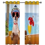 Cortinas Salon Modernas Con Ollaos 2 Piezas - Cortinas Habitacion Opacas Impresión Digital Ideas De Cachorros De Animales 3D Dormitorio Decoración De La Ventana, Cortinas Termicas Aislantes Frio Y Ca