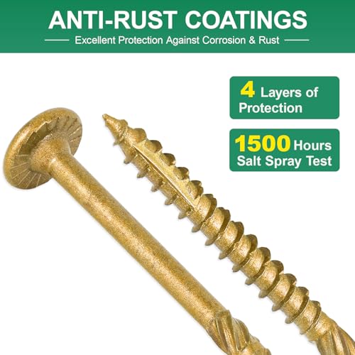 FMhotu 2-7/8 Inch Heavy-Duty Outdoor Wood Screws Assortment Fastener Kit, 150Pcs Star Drive Deck Screws, Rust Resistant Timber Screws for Timber/Log/Landscaping Wood (#14 x 2-7/8" Tan) by FMhotu - Image 5