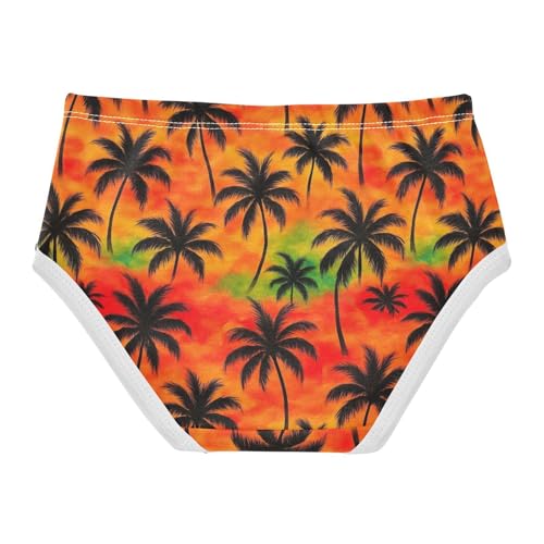 Joisal Tropical Palm Trees Orange Red Panties Little Girl Toddler Underwear Floral Cotton Cartoon Kids Undies Briefs 2t2