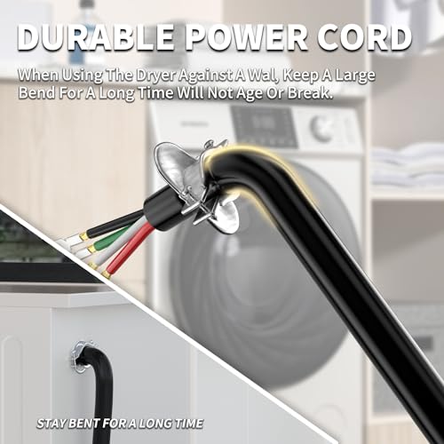 POWGRN 30 Amp 4 Prong Dryer Cord 10 FT Black, 10/4 Gauge Appliance Dryer Power Cord NEMA 14-30P to 4-Wire, Pure Copper Wire, ETL Listed by POWGRN - Image 5