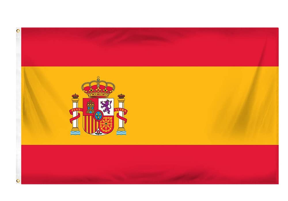 ShreeFit Flags Spain Flag National Polyester Flag with Brass Grommets 3Ft X 5Ft (Pack of 1), Red,Yellow