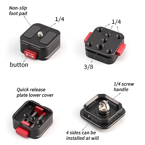 Placa QR para trípode con configuración rápida de aluminio para cámaras sin espejo 4