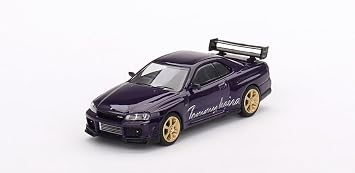 True Scale Miniatures Model Car Compatible with Nissan Skyline GT-R R34 Tommykaira R-z Midnight Purple 1/64 Diecast Model Car MGT00616