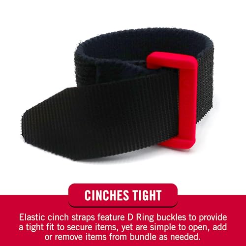 VELCRO Brand Elastic Cinch Straps with Buckle | 2 Count | Adjustable and Stretch for Snug Fit | for Fastening Power Cords Organizing Cables, More | Black, s - 8in x 1in (VEL-30095-USA) - Thumbnail 7