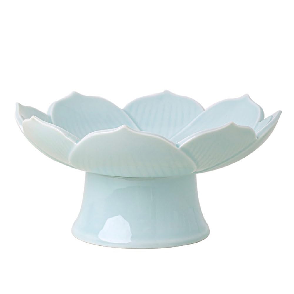 Frutero de celadón en forma de loto para lucir frutas frescas en tu mesa de centro