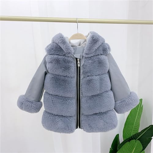 Girls Faux 𝐅𝘂𝗿 Wool Outerwear Toddler Wedding 𝐏𝐚𝗿𝐭𝐲 Dress Coat Winter Long Sleeve Warm Snow (Grey, 3-4 Years)3