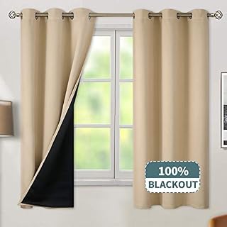 BGment Thermal Insulated 100% Blackout Curtains for Bedroom with Black Liner, Double Layer
