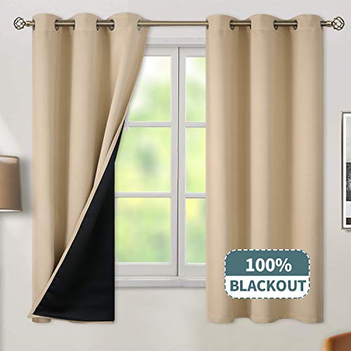 BGment Thermal Insulated 100% Blackout Curtains for Bedroom with Black Liner, Double Layer