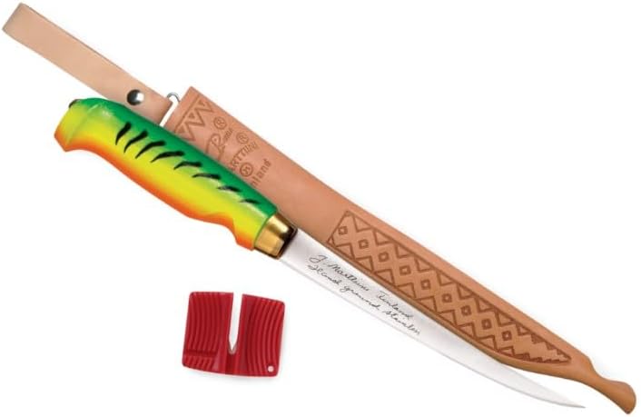 Rapala 6" Fish n Fillet Firetiger Knife with Sharpener, Full Tang Blade with Single Stage Sharpener