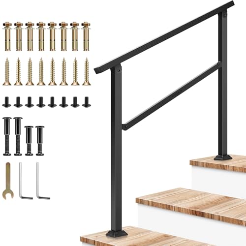 VIVOSUN Outdoor Handrail, 3 Step Stair Handrail, 40" x 36"