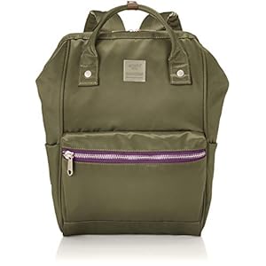 [アネロ] 口金 スリムリュック（R） 撥水 大容量 A4収納 SABRINA ATT0508 オリーブ