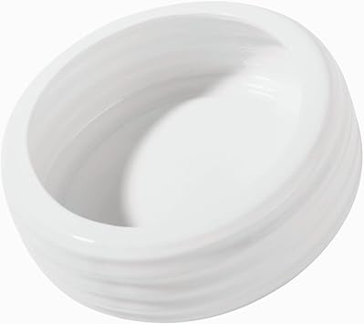 Reptile Food Bowls Ceramic Round Reptile Water Food Dish, Pet Food Bowl for Lizards, Small Snakes, Young Bearded Dragons, Gecko Tortoise Spider White, Medium-1Pack