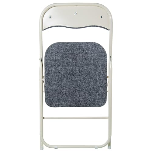 DRW Klappstuhl aus Metall und Stoff in Weiß und Grau, 44 x 47 x 80 cm