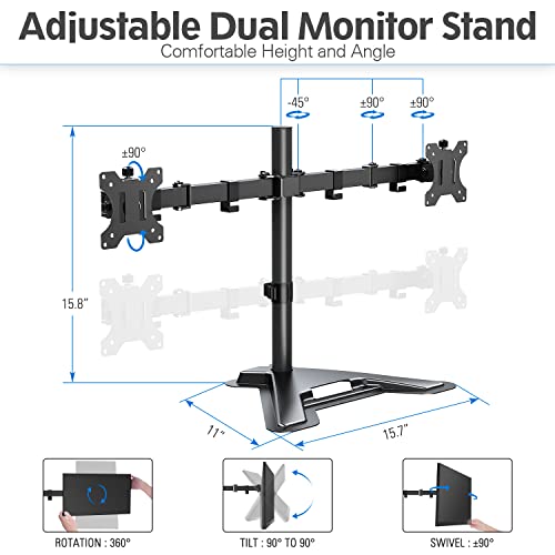 Image of MOUNTUP Triple Monitor Stand - 3 Monitor Desk Mount for Computer Screens Up to 27 inch, 2560 x 1440 Resolution, Black, LCD, Monitor Stand