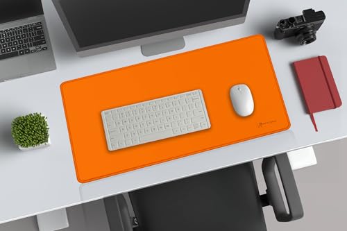 Image of Desk Mat 60x30 cm (11 x 23 inch) Orange | Large Mouse Pad for Office Computer Laptop Keyboard | Waterproof Anti-Slip Rubber Base Desk Mat