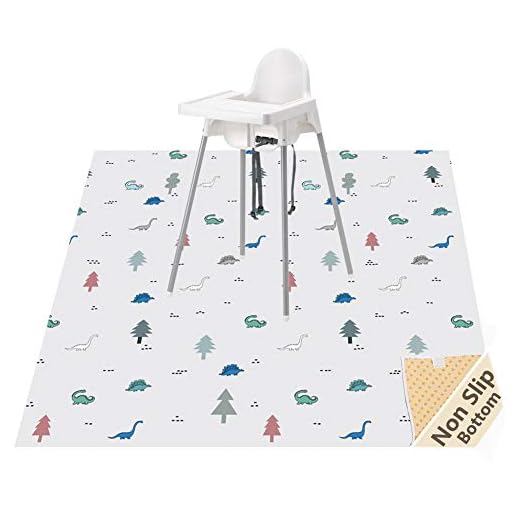 51" Splat Mat for Under High Chair/Arts/Crafts, WOMUMON Baby Reusable Spill Mat Waterproof Anti-Slip Floor Splash Mat, Portable Play Mat and Table Cover