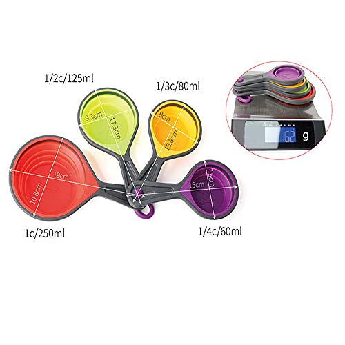 Hovely Collapsible Measuring Cups And Measuring Spoon Set - 8 Piece Food Grade Silicone Measurement Cup For Liquid #TOP3