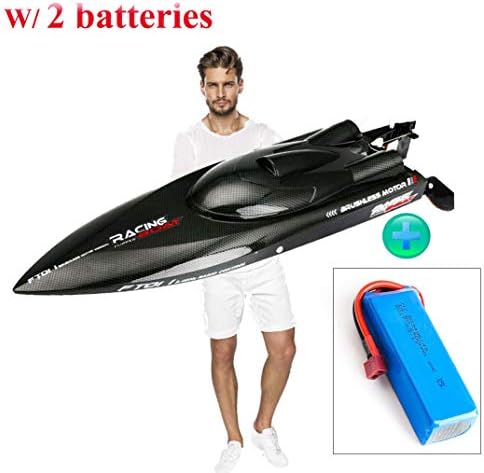 SOWOFA ft011 Remote Control Boat 2019 Upgrade 34.2 mph (55km/h) w/ 2 Batteries （2800mAh & 2200mAh Batteries ） Brushless Motor RC Speedboat for Adults Boys Hobby Lake 25.5' Inches Feilun FT011 RC Boat