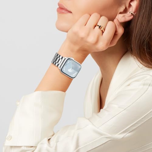 Wolait Compatible with Apple Watch Ultra 3 Ultra 2 Bands 49mm 46mm 45mm 44mm 42mm, 2 Pack Metal Stainless Steel Band for iWatch Series 11-1 SE3/2/1Men Women,Black+Silver by Wolait - Image 5