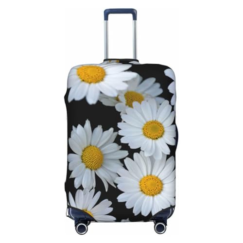 Daisies White Print Luggage Suitcase Cover Protector Luggage Washable Covers With Concealed Zipper
