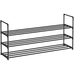 Estanteria Billy Para Zapatos SONGMICS Zapatero de 3 Niveles, Estantería de Zapatos, Estantería de Metal, para 15 a 18 Pares de Zapatos, Estante Apilable, para Pasillo, Salón, Dormitorio, 30 x 116 x 55 cm, Negro LSA033B01
