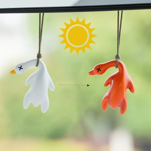 Adorno Colgante de Coche,Colgante De Decoración De Espejo Pekín Pato asado Que Cambia Cambio de Color Retrovisor Interior De Coche Decoración Gracioso Lindo Accesorios para Coche Regalo de Cumpleaños
