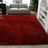TAOLITAO Alfombra Dormitorio Matrimonio 230 x 260 cm Diseño Monocromático Alfombra Moderna Elegante para Sala de Estar, Comedor, Habitación de Niños, Dormitorio, Vino Tinto