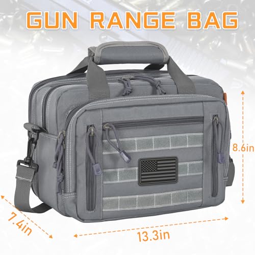 Image of Pistol Case, Gun Range Bags For 2 Pistols 6 Magazines Carrying Shooting Bag with Lockable Zipper for Shooting Range Outdoor Hunting