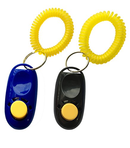 HoAoOo Pet Training Clicker with Wrist Strap - Dog Training Clickers (Black + Blue)