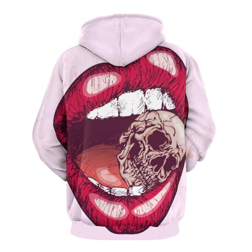 Sweat à capuche UMENG Lips Skull pull unisexe aux finitions soignées en taille S