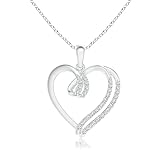 Angara Lab Grown Diamond Pendant for Women | Round Lab Diamond Heart Pendant Necklace in Platinum |...