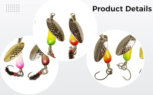 10 Pcs Fishing Lures Spinner Baits Set with Fly Fishing Lures, 2.6 g / 0.09 oz Metal Trout Spinners, Offset Sinker for Long Casts, Rotating Design, 0.6 in / 1.5 cm Hook Size, for Bass Salmon Pike - Image 5