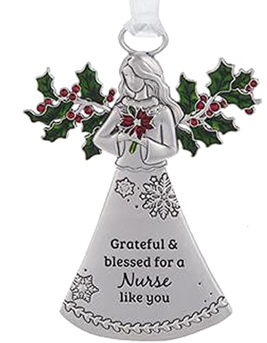 Grateful & Blessed For A Nurse Like You Nurse Ornament For Religious Holiday Christmas Tree Décor Inspirational Gifts From Patients Presented In Red Organza Bag And Gift Box #TOP3