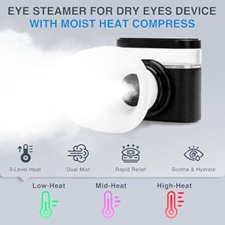 NKQ Eye Steamer for Dry Eyes Relief,Portable Electric Heated Steam Therapy Wand Machine with Moist Heat for Natural Tears Restore,Dry Eye Mist Sprayer with Warm Compress and 3 Level-Heat (Black)