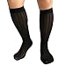 Mr.Babuu 3Pairs Pack Men's OTC Long Wide Striped Nylon Sheer Silk Dress Boots Socks (Black)
