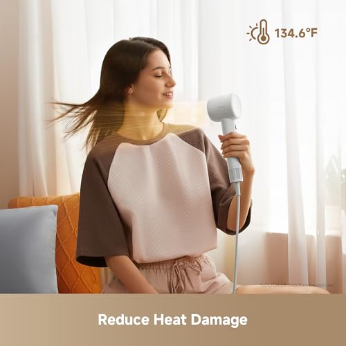 Image of Dreame Gleam Travel Hair Dryer for Women, 110,000RPM High Speed Hair Blower with Diffusers, Fast Drying, 200M Negative Ions for Frizz-Free, Smart Heat Control, Compact Hair Dryer