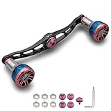 HEIGHTEN V2.0 105/115mm ベイト リール ハンドル 航空アルミ製 シマノ ダイワ アブガルシア 通用 Engn series (ブラック＆桜ピンク, V2.0-115mm) (0068)