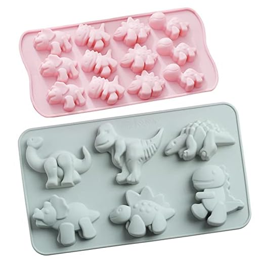 HXYD 2 Pack Dinosaur Jello Mold Silicone Chocolate Molds Food Grade Dino Candy 3D Soap Non-Stick for Kid DIY Cake Cookie Ice Cube Fondant- Color Grey + Pink