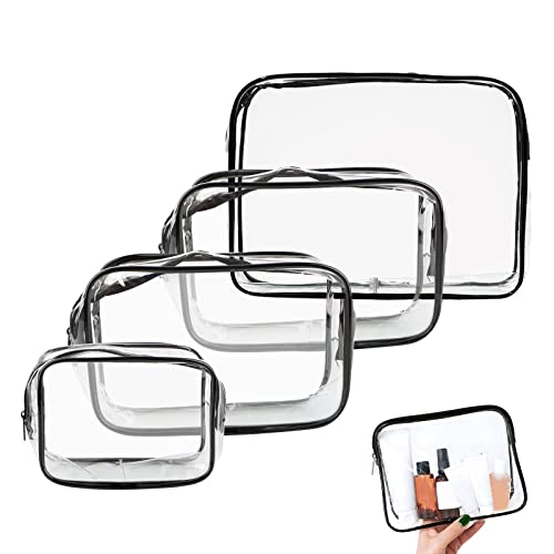 Waschtasche, 4 Pcs Transparente Kosmetiktasche, Beauty Bag, PVC Durchsichtige Kulturtasche, Wasserdicht Reise Set, Kulturbeutel für Transport Flüssigkeiten Im Handgepäck (4 Größen) Cover