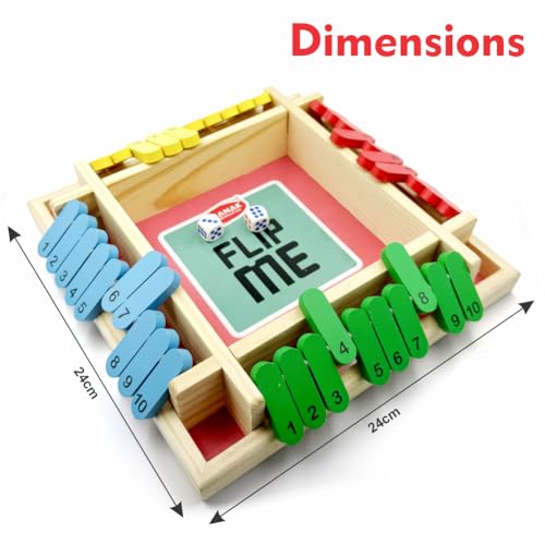 Image of Aditi Toys Shut The Box Dice Game, Classic Flip Me Multiplayer Game for Kids & Adults, Fun Wooden Tabletop Shut The Box Dice Game for Improving Math & Motor Skills for Kids Above 5 Years, BIS Approved