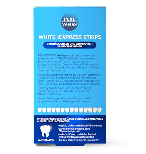 Bleaching Strips Perl Weiss White Express Strips für Zahnaufhellung