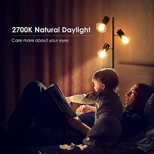 Boostarea Industrial Floor Lamp,Standing Lamp,Farmhouse Tree Floor Lamp With 3Pcs 6W Edison Bulbs,Free Adjustable Cage Heads,Independent Control,Floor Lamp For Living Room,Bedroom,Rustic Home #TOP4