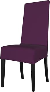 Funda protectora extraíble color morado uva para sillas de comedor con respaldo cuadrado, sillas parsonage, protectores de sillas de comedor, fundas elásticas para asientos