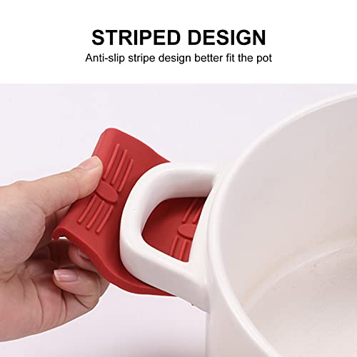 Xokipol 4Pcs Silicone Assist Handle Holder Hot Handle Holder Cast Iron Handle Cover Pot Grip Handle Sleeve For Enameled Griddles Casserole Frying Pans Oven Trays Cookware(Red) #TOP4