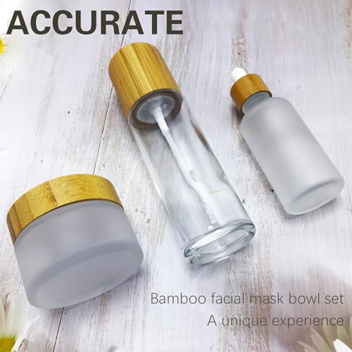 Face-Mask-Mixing-Bowl-Set-Bamboo7-Pcs-DIY-Facemask-Mixing-Tool-Kit-with-Facial-Mask-BowlSpatulaSpoonBrushEmpty-Refilable-Lotion-Pump-BottleCream-Jar-and-Dropper-Bottle-for-Skincare