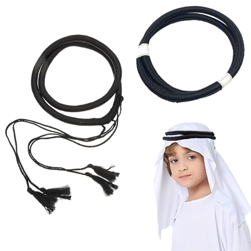 haozaikeji Arab Aqel Rope Dubai Men's Headwrap Band Arab Shemagh Muslim Keffiyeh Head Wrap Middle East Head Scarf Wrap