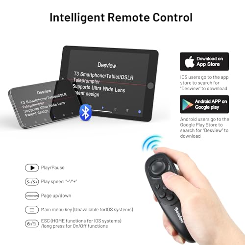 Desview T3 Teleprompter for Camera & Smartphone - Supports iPad/Tablet up to 10" - Beam Splitter Glass with Bluetooth Remote - Wide Angle Support for YouTube, TikTok & Live Streaming by Desview - Image 5