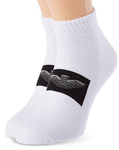 Emporio Armani Underwear Sporty 2 Paquetes de Calcetines en el Zapato, White, TU (Pack de 3) de los Hombres