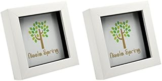 Nicola Spring 4x4 (10 x 10cm) Square Box Glass Photo Picture Frame, Standing & Hanging - White - Pack of 2