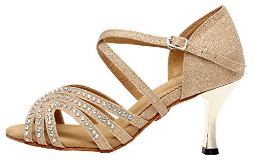 Chaussures de danse latine strassées couleur chair pour briller en soirée - 2